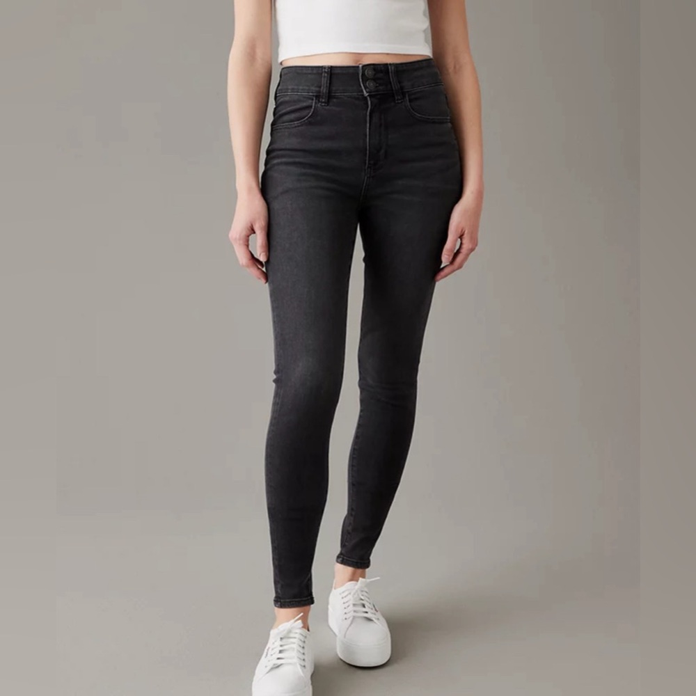 American Eagle Super Hi-Rise Jegging Cozy Next Level Stretch Storm Dark 00 NWT